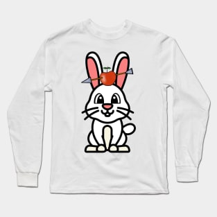 Cute bunny has an apple and arrow on head Long Sleeve T-Shirt